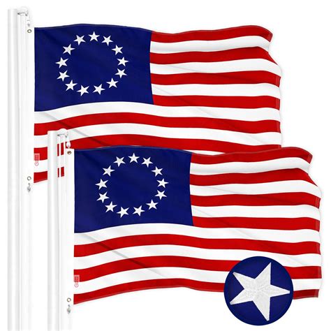 G128 2 Pack Betsy Ross Flag 1x1 5 Ft ToughWeave Series Embroidered