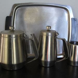 Mid Century Modern Stainless Coffee Set Piece Vintage Mcm Stainless