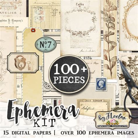 EPHEMERA KIT Scrapbook Paper Junk Journal Digi Kit Digital - Etsy