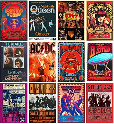 Edus 54pcs Vintage Rock Wall Collage Kit Rock Band Posters For Room