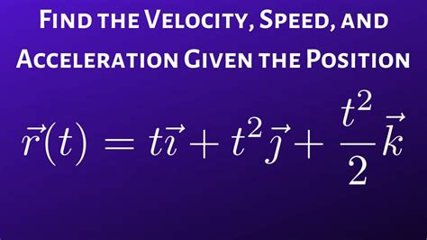 Find The Velocity Speed And Acceleration Given The Vector Valued