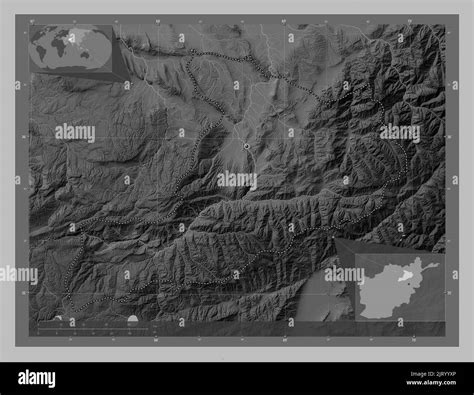 Baghlan Province Of Afghanistan Grayscale Elevation Map With Lakes