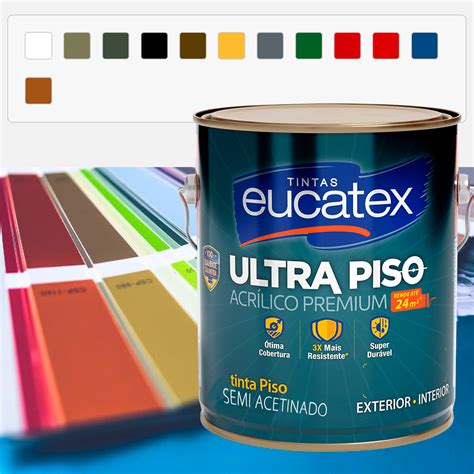 Tinta Acrílica Ultra Piso Premium Semiacetinado 3 6L Eucatex Diversas