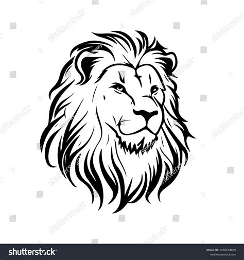 Lion Head Face Logo Silhouette Black Icon Tattoo Royalty Free Stock