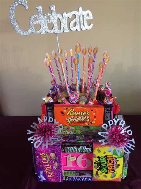 Candy Bar Cake for Allie's Sweet 16 Birthday! | 16th birthday gifts ...