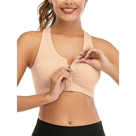 Dodoing Dodoing Womens Front Zipper Closure Sports Bra Removable