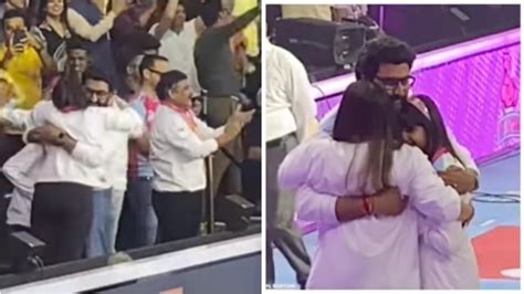 Abhishek Bachchan Grabs Aishwarya Rai For Hug As His Team Wins At Pro