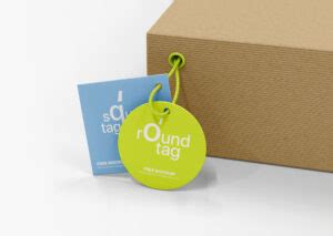 Free Box With Label Tag Mockup Mockuptree