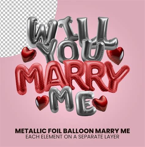 Premium PSD Silver And Red Foil Balloon Will You Marry Me