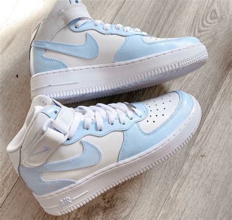 Custom Nike Air Force 1 Mids Baby Blue Etsy