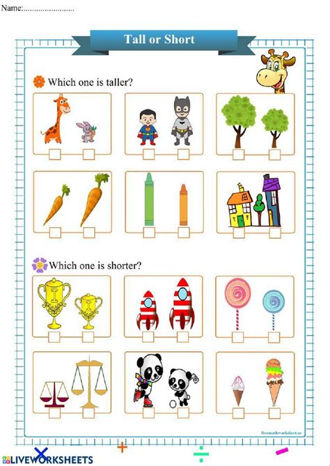 Tall And Short Activities For Kindergarten