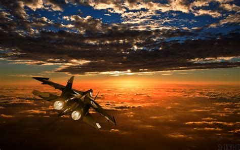 Fighter In Sunset Fighter Aircraft Fighter Sunset