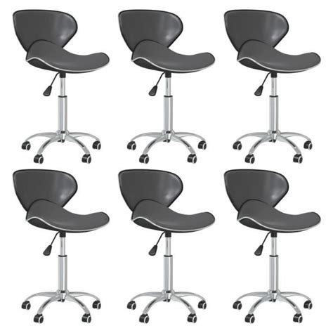 Chez WU Chaises pivotantes de salle à manger 6 pcs Gris Similicuir