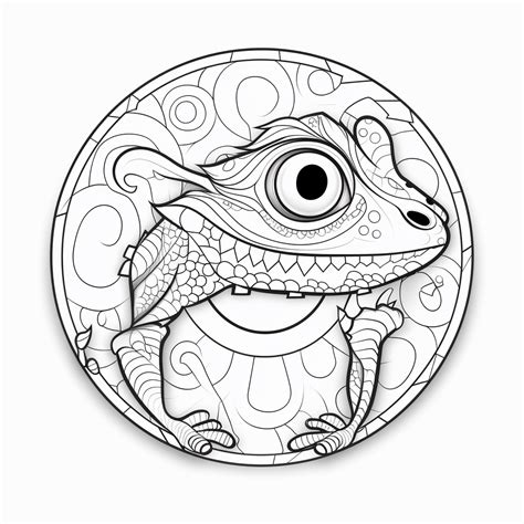 Gecko Inspired Mandala Art Coloring Page