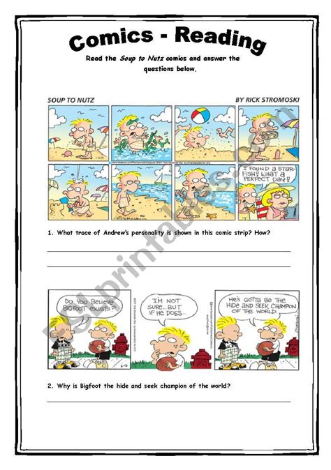 Comics Reading Activity 21 ESL Worksheet By Katiamp