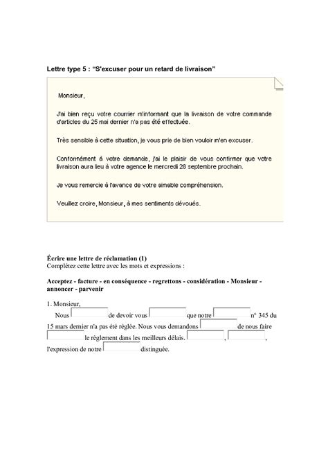 Mod Les De Lettre De R Clamation Alloschool