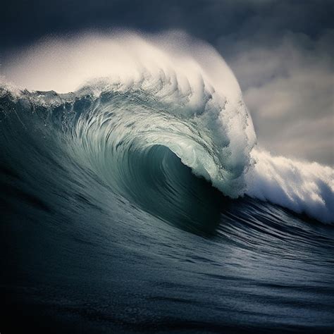 Premium AI Image A Wave Is Breaking On The Ocean And The Sky Is Dark