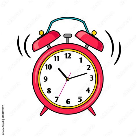 Cartoon Red Ringing Alarm Clock Stock Vector Adobe Stock