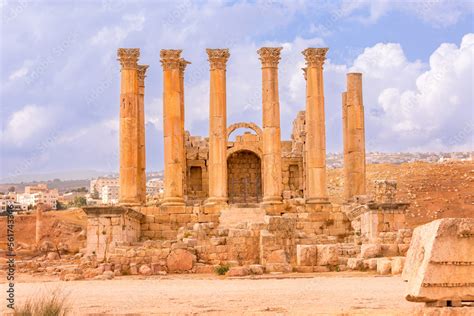 Jerash Jordan Temple Of Artemis In The Ancient Roman City Of Gerasa