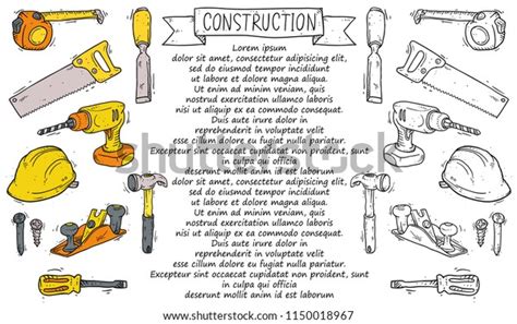 Hand Drawn Doodle Construction Tools Set Stock Vector Royalty Free