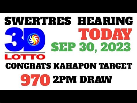 SWERTRES HEARING SEP 30 2023 Pinoyswertres STL Swer3 Guides YouTube