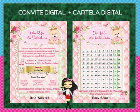 Convite E Cartela Digital Ch Rifa Princesa Ursinha Elo