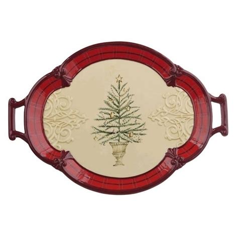 Christmas Serving Platter with Handles Tree Design