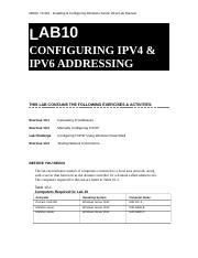 NTC 324 Week 3 Lab 10 Configuring IPV4 And IPV6 Addressing Docx MOAC