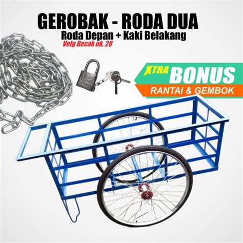 Gerobak Rangka Besi Velg Becak Roda Dua Gerobak Dorong Alat