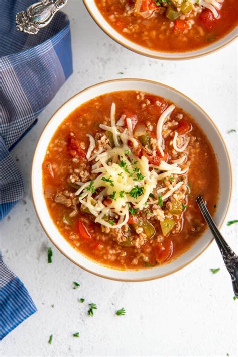 Slow Cooker Stuffed Pepper Soup Valerie S Kitchen