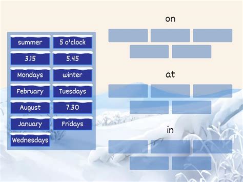 Prepositions Of Time Group Sort