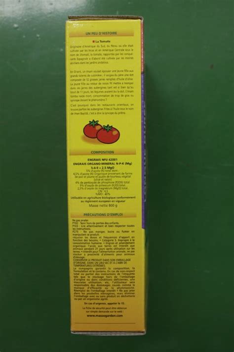 Engrais Tomates et Légumes Formule Enrichie Masso Garden 800g Jardi