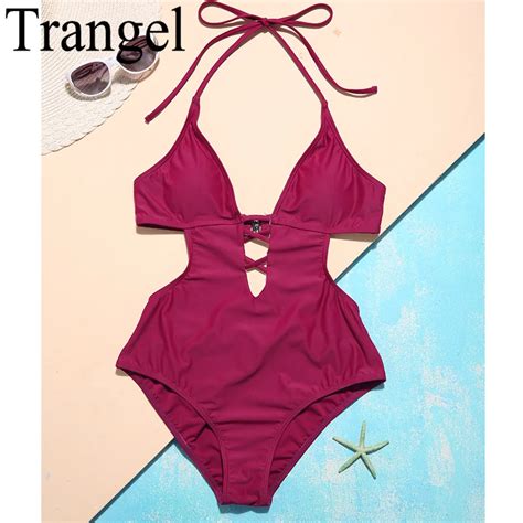 Trangel Sexy Women Swimwear One Piece Swimsuit Hollow Out Bathing Suit