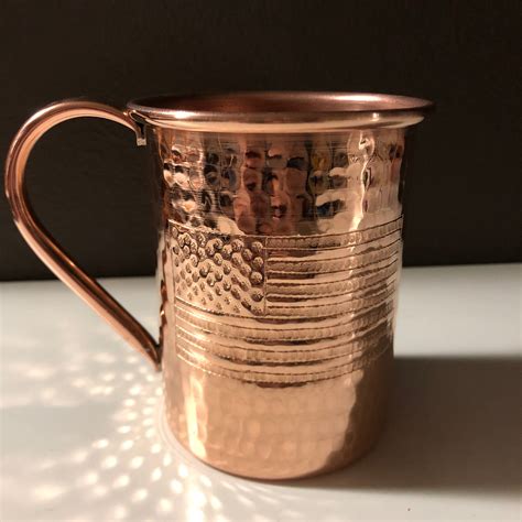 16oz Moscow Mule Hammered Copper Mug W USA Flag Engraved Logo