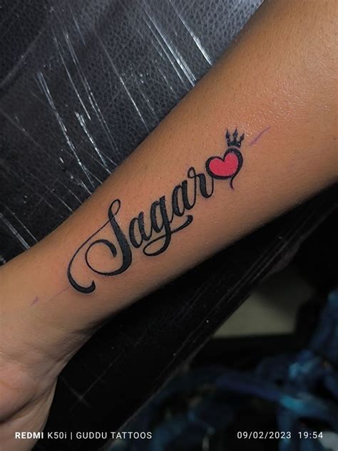 Sagar Name Tattoo with Heart Design