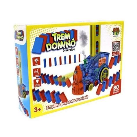 Brinquedo Educativo Trem Dominó c Efeito Fumaça 3 6148 DMT DM Toys