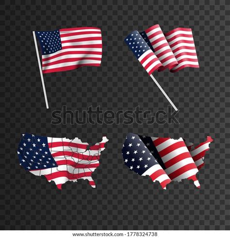 Usa Flag Vector Set American Map Stock Vector (Royalty Free) 1778324738 ...