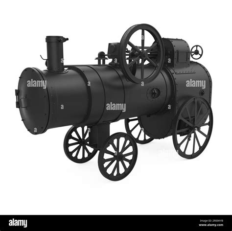 Portable Steam Engine Isolated Stock Photo Alamy