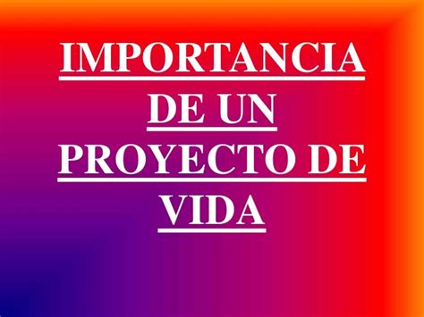 Importancia De Un Proyecto De Vida