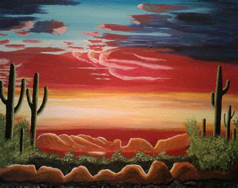 Arizona Desert Sunset Painting by Julie Reid