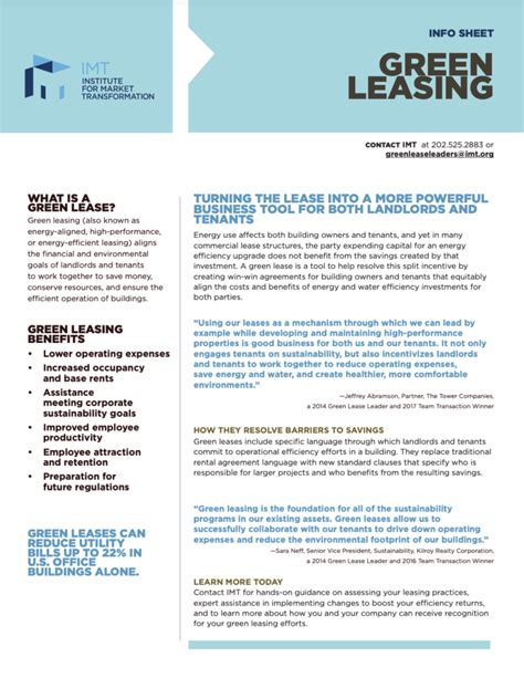 Lease Phase Tenant Operations Green Lease Leaders