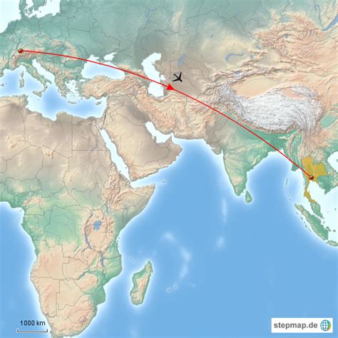 Stepmap Flug Nach Bangkok Landkarte F R Thailand