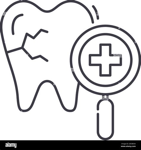 Dental Test Symbol lineare isolierte Illustration dünne Linie Vektor