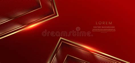 Abstract Gold Triangles Lines On Dark Red Background With Lighting