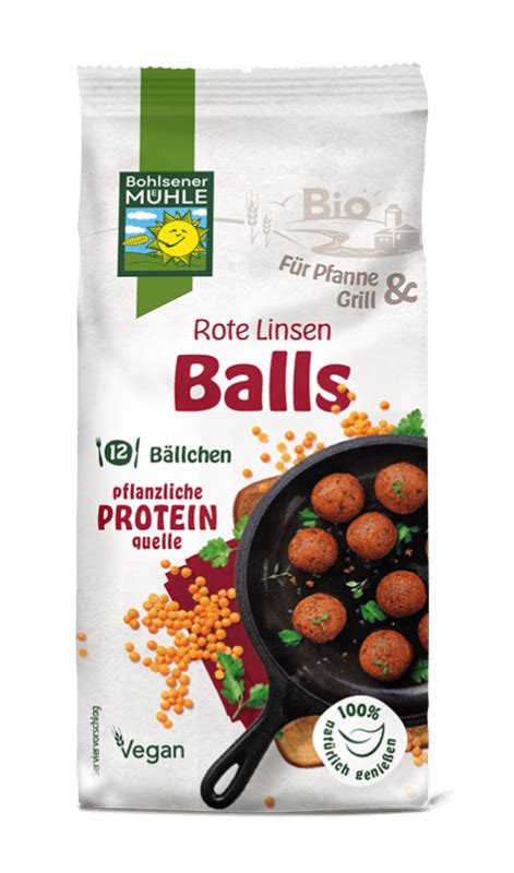 Rote Linsen Balls für Pfanne Grill Bohlsener Mühle