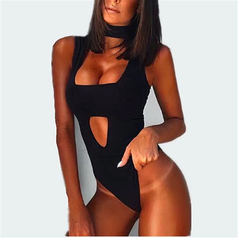 Mssnng Sexy Black Bodysuit Women Summer Fashion Sleeveless Turtleneck