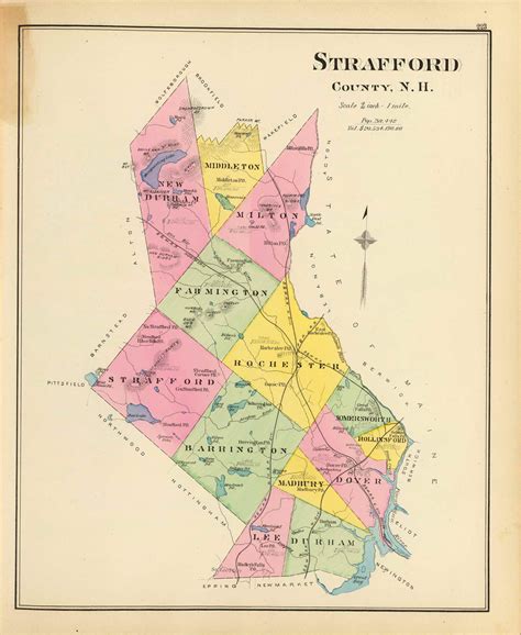 Strafford County, New Hampshire 1892 Old Town Map Reprint - Hurd State ...