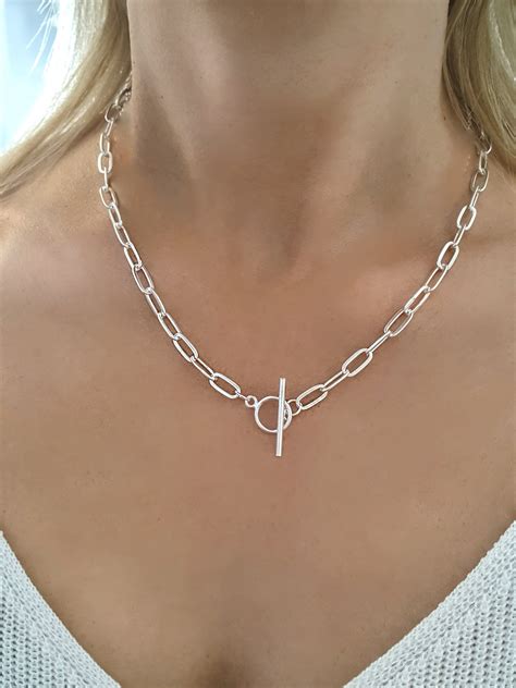 Sterling Silver Paperclip Chain Necklace Silver Link Etsy