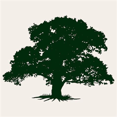 Silueta de árbol de roble de diseño plano Vector Gratis