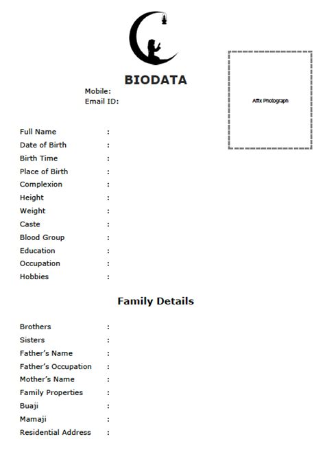 Biodata For Marriage Template Word Nehru Memorial